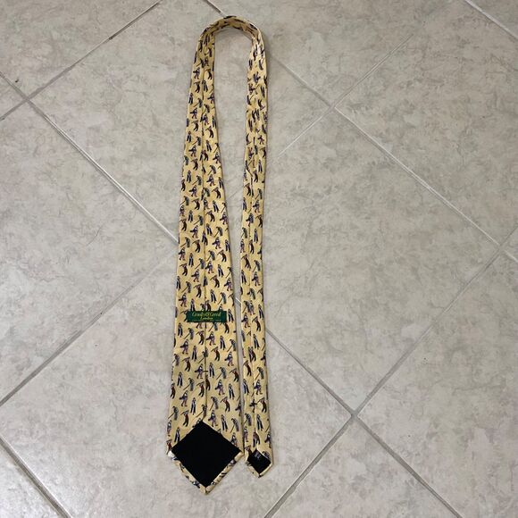 Crooks & Creed London silk Tie Men’s 58” classic Yellow Golfer Hidden Pinwheels - Picture 6 of 10